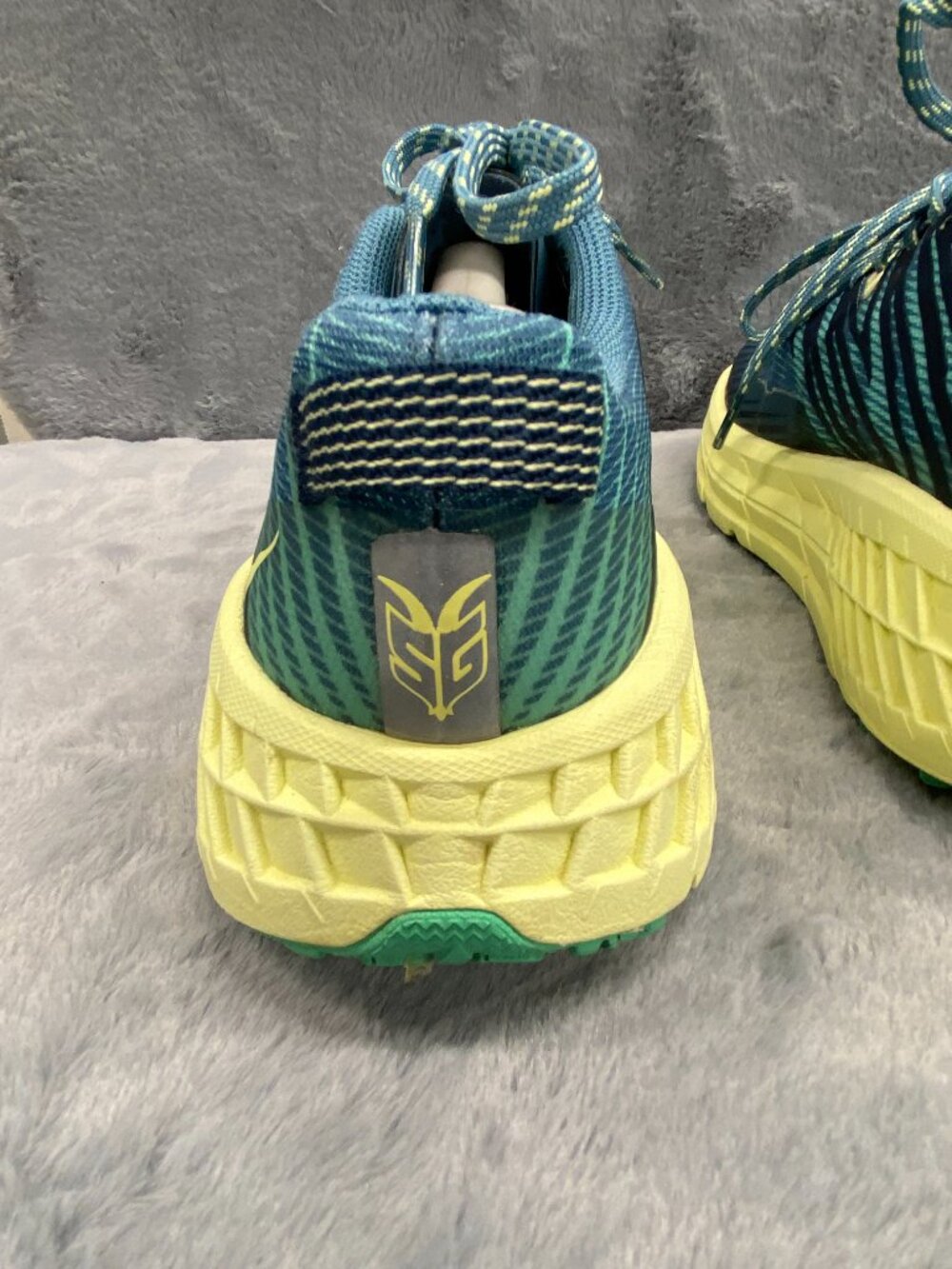 Hoka Speedgoat 4 Trail Running Hiking Blue Yellow Sneakers Shoes Womens Size 8 - Picture 12 of 14